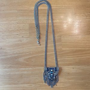 CHLOE & ISABEL Art Deco Jardins Du Trocadero Long Pendant Necklace Blue Stones